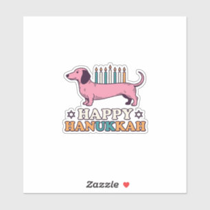 Adesivo Feliz Hanukkah Dachshund Menorá Camisa de Cachorro