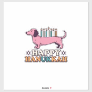 Adesivo Feliz Hanukkah Dachshund Menorá Camisa de Cachorro