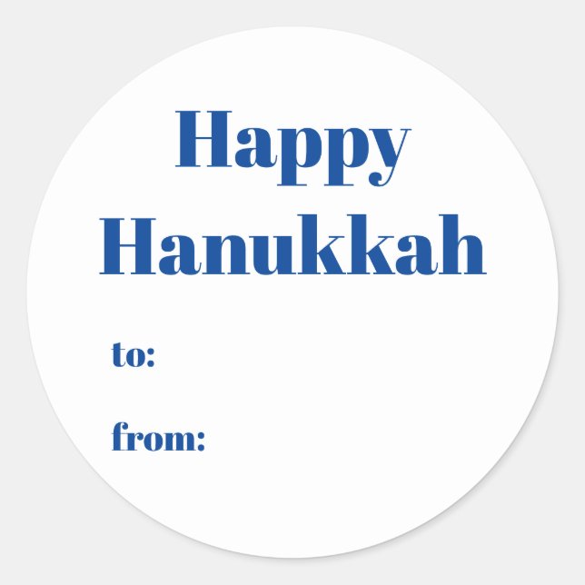 Adesivo Feliz Hanukkah de azul branco para o mínimo vazio (Frente)