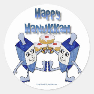 Adesivo Feliz Hanukkah Dreidels Dançantes Donut de Geléia