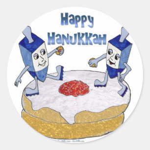 Adesivo Feliz Hanukkah Dreidels Dançantes Donut Recheado