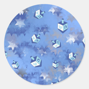 Adesivo Feliz Hanukkah Estrelas Cadentes e Dreidels