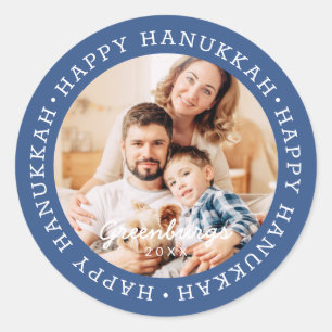 Adesivo Feliz Hanukkah Foto Personalizada de Família Moder