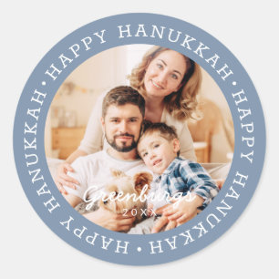 Adesivo Feliz Hanukkah Foto Personalizada de Família Moder