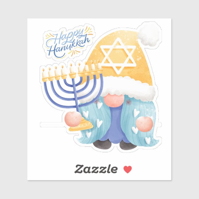 Adesivo Feliz Hanukkah Gnome (Folha)