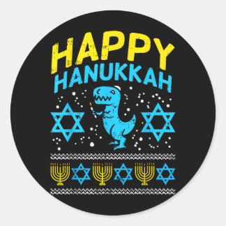 Adesivo Feliz Hanukkah Jewi-Rex Suéter Feio de Chanukah Me