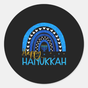 Adesivo Feliz Hanukkah Menorá Arco-íris Presente Judaico M