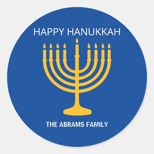 Adesivo Feliz Hanukkah Menorah (Frente)