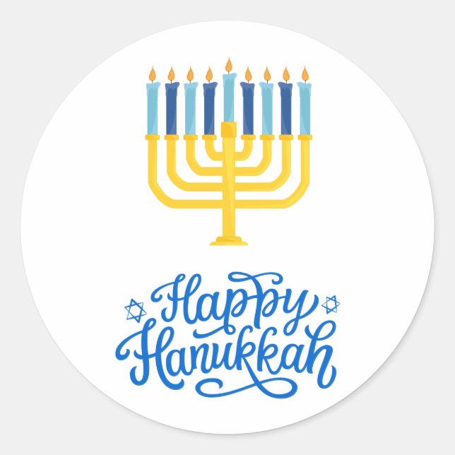 Adesivo Feliz Hanukkah Menorah (Frente)