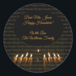 Adesivo Feliz Hanukkah Menorah Candles Elegante<br><div class="desc">Hanukkah Menorah Feliz Velas Clássicas Elegantes,  Adicione Nome ou Texto</div>