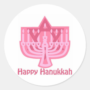 Adesivo Feliz Hanukkah Menorah Rosa