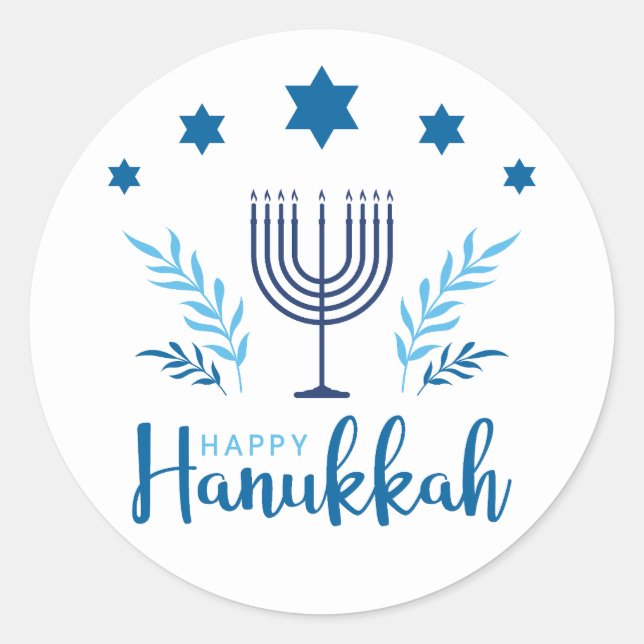 Adesivo Feliz Hanukkah Menorah Stars (Frente)