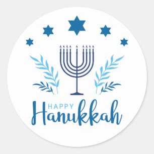 Adesivo Feliz Hanukkah Menorah Stars