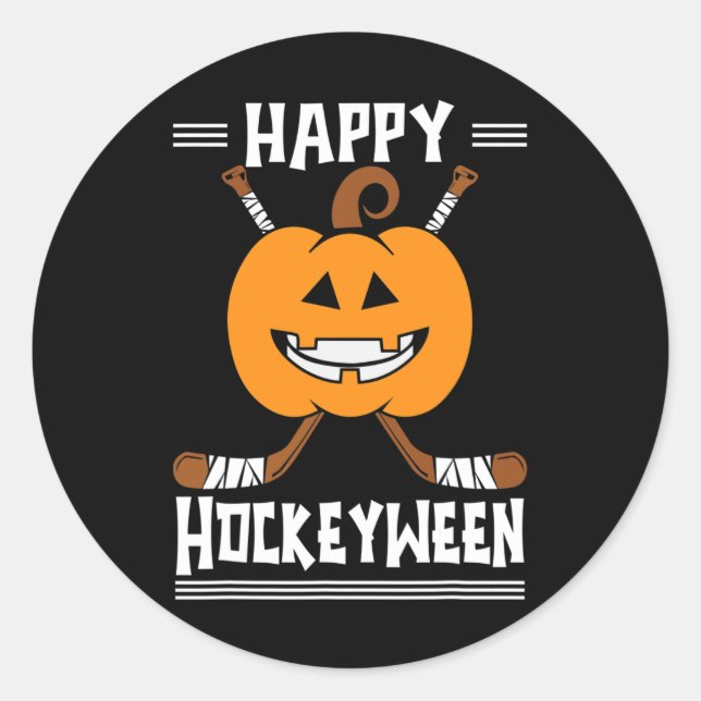 Adesivo Feliz Hockeybetween Halloween Ice Player and H (Frente)
