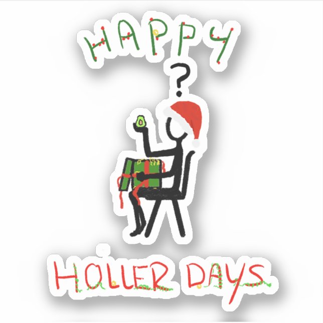 Adesivo Feliz Holerday 6 - presente de Natal de abacate. (Frente)