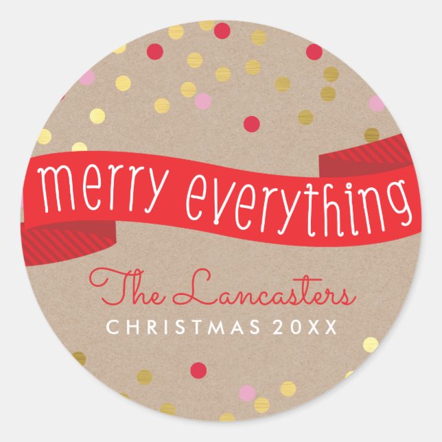 Adesivo FELIZ HOLIDAY BANNER - na moda dourado-kraft (Frente)