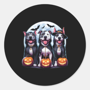 Adesivo Feliz Howl-o-entre Halloween Pitbull Dog Pumpkin G