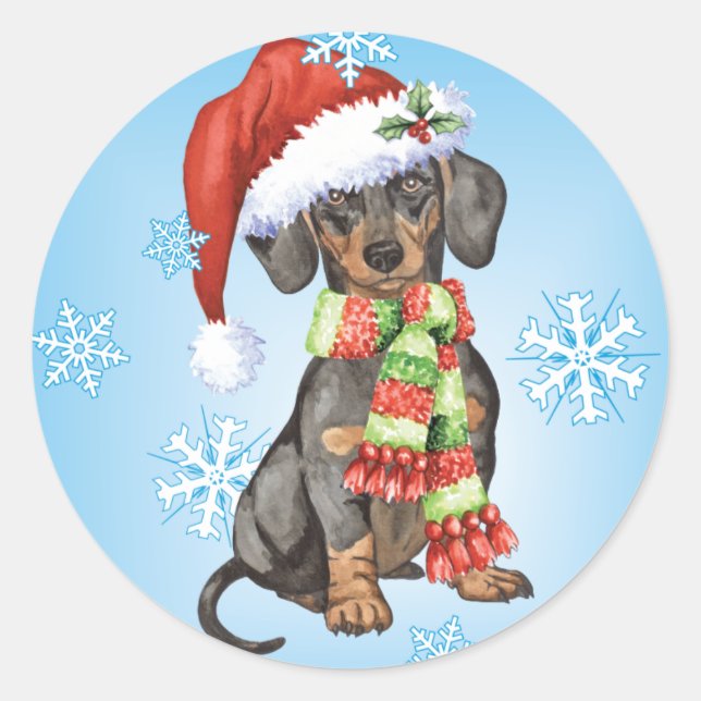 Adesivo Feliz Howlidays Dachshund (Frente)