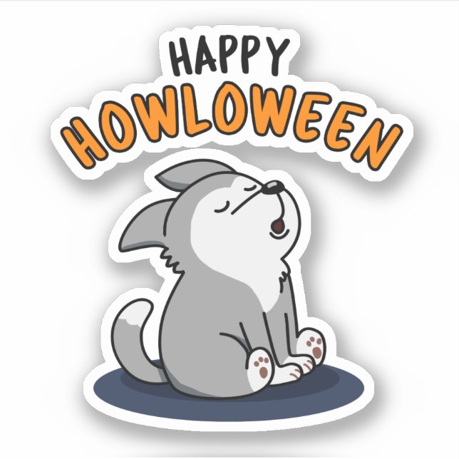 Adesivo Feliz Howloween Engraçado Cachorro (Frente)