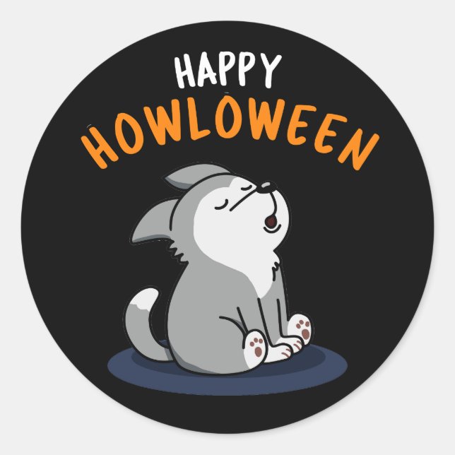 Adesivo Feliz Howloween Engraçado Cachorro Escuro BG (Frente)