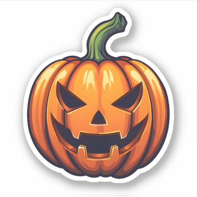 Adesivo Feliz Jack-O-Lanterna Halloween Pumpkin Laranja (Frente)