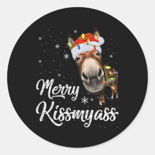 Adesivo Feliz Kissmy Donkey Sarcastic Xmas Engraçado Pajam