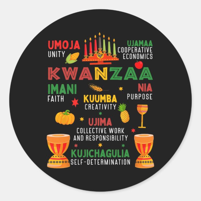 Adesivo Feliz Kwanzaa 7 Princípios Para Mulheres Kwanzaa H (Frente)