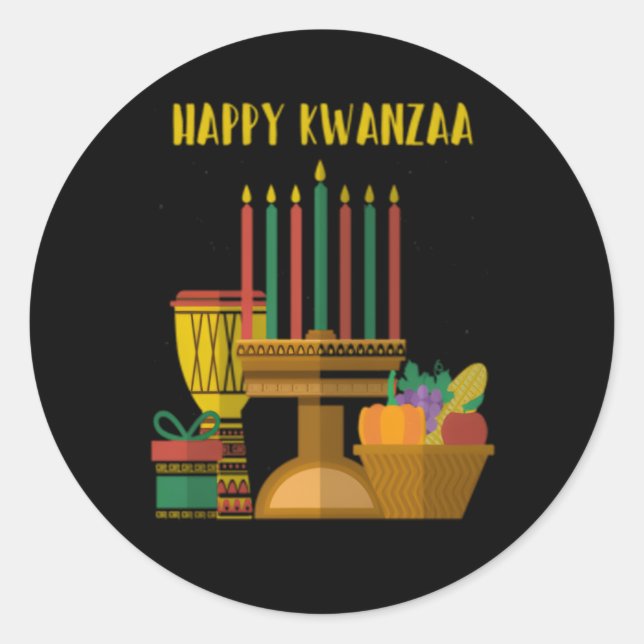 Adesivo Feliz Kwanzaa África Mapear Sinalizador de Unidade (Frente)
