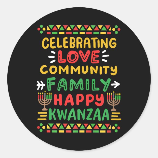 Adesivo Feliz Kwanzaa Celebrando Homens Da Família Da Comu (Frente)