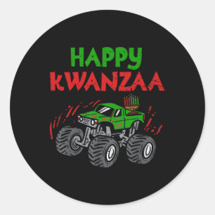 Adesivo Feliz Kwanzaa Kinara Sete Velas Monstro Caminhão K