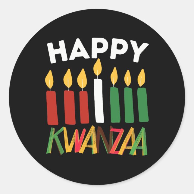 Adesivo Feliz Kwanzaa Kinara Sete Velas Princípios De K (Frente)