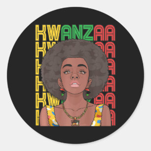 Adesivo Feliz Kwanzaa, Mulher Negra do Orgulho Pan-African