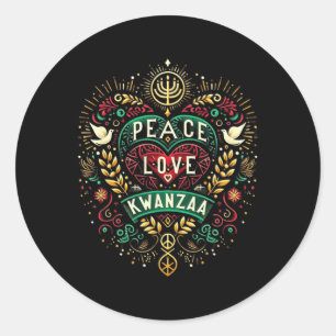 Adesivo Feliz Kwanzaa Paz Com Amor Amer Africano Kwanzaa