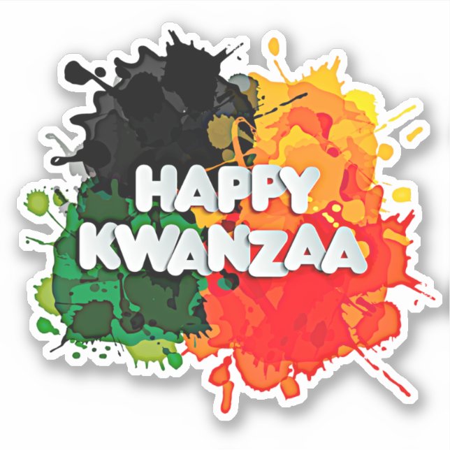 Adesivo Feliz Kwanzaa, Pintar Amarelo Vermelho Preto Verde (Frente)