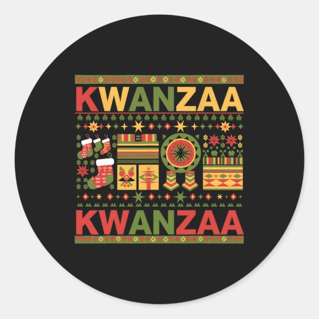 Adesivo Feliz Kwanzaa Sete Princípios De Kwanzaa 1 (Frente)