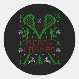 Adesivo Feliz Laxmas Engraçado Lacrosse Suéter de Natal Fe