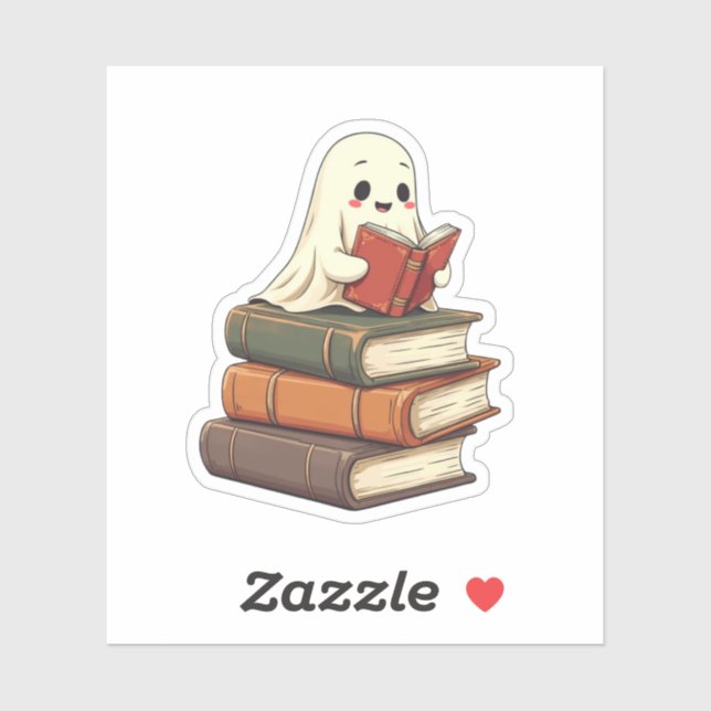 Adesivo Feliz Leitor Fantasma - Adorável Bookworm (Folha)