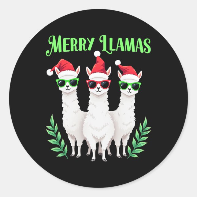 Adesivo Feliz Lhamas Natal engraçado Férias animais Llama (Frente)