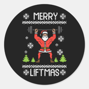 Adesivo Feliz Liftmas Feia Natal Exato Corpo de Gym