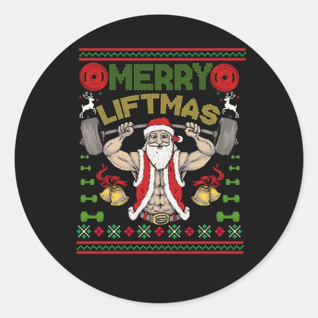 Adesivo Feliz Liftmas Papais noeis de Natal Gym Malhação W (Frente)