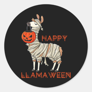 Adesivo Feliz Llamaentre Diversão Halloween Llama Meninas