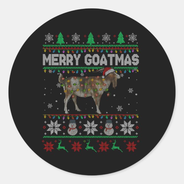 Adesivo Feliz Luzes de Goatmas Papais noeis de Goat Farmer (Frente)