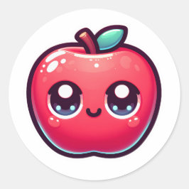 Adesivo Feliz Maçã Vermelha no Estilo Kawaii