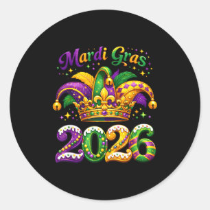 Adesivo Feliz Mardi Gras 2026 Chapéu de Bobo New Orleans H