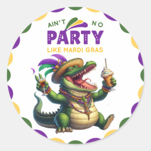 Adesivo Feliz Mardi Gras Alligator