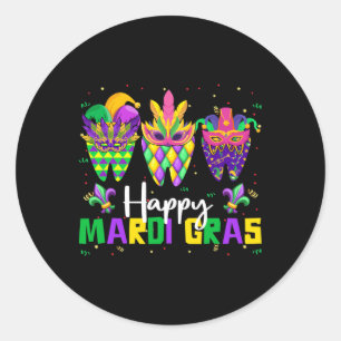 Adesivo Feliz Mardi Gras Dental Squad Dentist Teeth Carniv