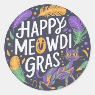 Adesivo Feliz mardi gras Meowdi