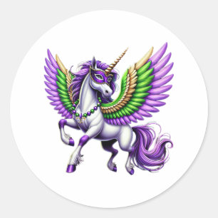 Adesivo Feliz Mardi Gras Unicorn Mask New Orleans Girls