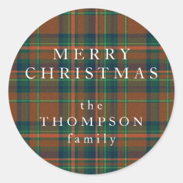 Adesivo Feliz Marinho de Natal e Xadrez Laranja