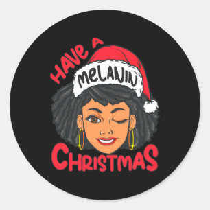 Adesivo Feliz Melanin Feliz de Natal X-mas Black Sista